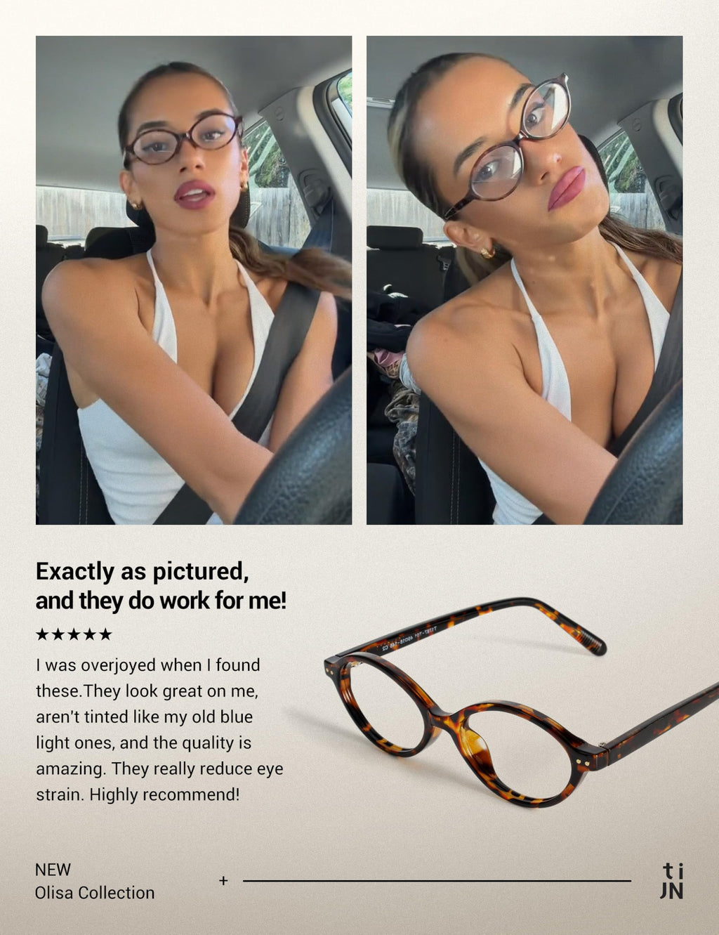 TIJN Olisa Blue Light Blocking Glasses for Women Men,Oval Small Frame Bluelight Glasses for Gaming/Computer/Screen,Tortoise
