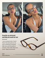 TIJN Olisa Blue Light Blocking Glasses for Women Men,Oval Small Frame Bluelight Glasses for Gaming/Computer/Screen,Tortoise
