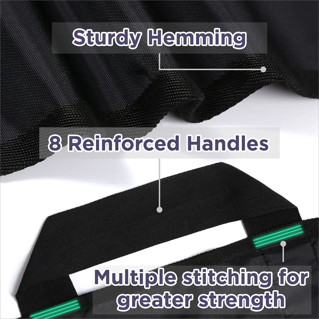 Bed Positioning Pad with Reinforced Handles 48" x 40" Lifting Turning Patient Sheet Transfer Blanket for Caregiver, Bedridden, Elderly, Black