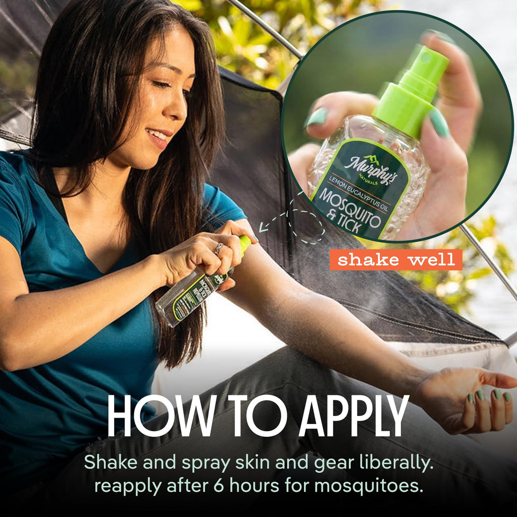 Murphy's Naturals Mosquito & Tick Bug Repellent Spray, Oil of Lemon Eucalyptus for Skin + Outdoor Gear, 4 Ounce Pump, 1-Pack