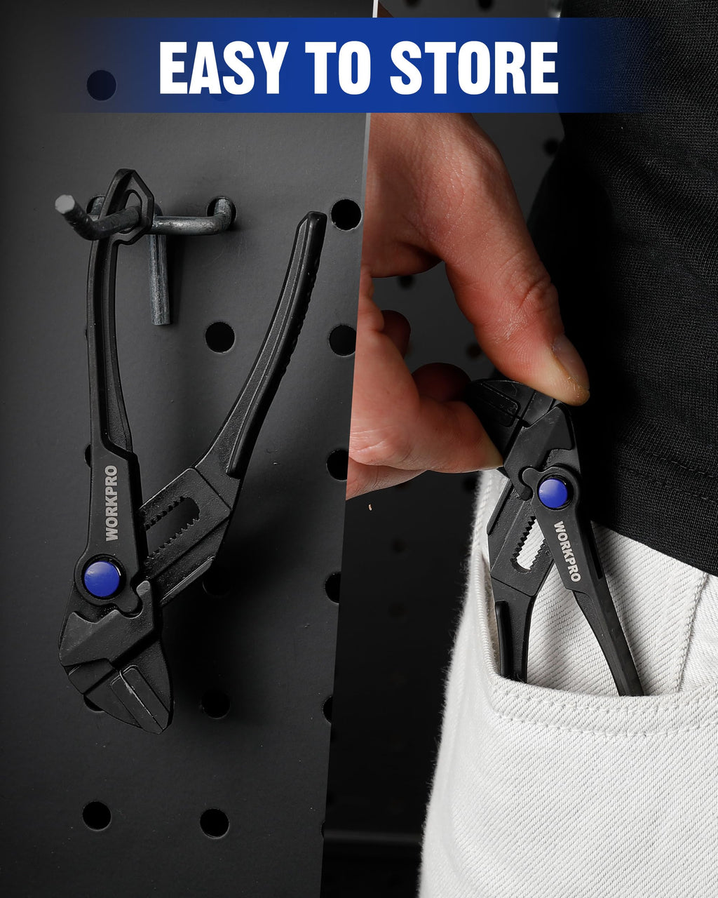 WORKPRO Mini Pliers Wrench, 4-Inch Smooth Jaw Pliers, High-Toughness Alloy Steel Adjustable Wrench Pliers with Smooth Parallel Jaws, Anti-Rust Coating, EDC Pliers for Tight Spaces & Versatile Use