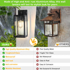 MAXvolador Outdoor Wall Sconce, Exterior Waterproof Wall Lantern Light Fixtures, Black Porch Lights with Toughened Glass Shade, Anti-Rust E26 Socket Front Door Mount Lighting, 2 Pack