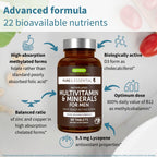 Igennus Methylated Men's Multivitamin with 22 Actives, All-Day Nutrient Delivery, Pure & Clean, Methylfolate & Methylcobalamin, High Strength MTHFR Supplement, Non-GMO & Halal, 60 Tablets