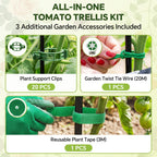 60 Inch Round Tomato Cages for Garden - 2 Pack Heavy Duty Metal Tomato Trellis Plant Support, Adjustable Height & Stackable, Easy Assembly for Outdoor Climbing Plants