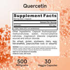 Jarrow Formulas Quercetin 500mg Capsules - 30 Veggie Caps - Supports Antioxidant Status, Cardiovascular Health & Immune Health - 30 Servings