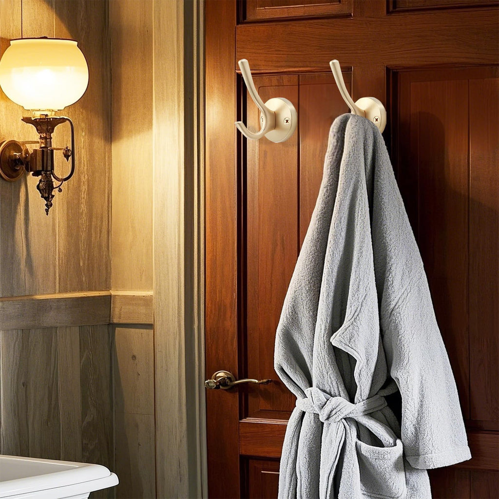 TOFIIGREM Gold Coat Hooks for Wall, 2 Pack Heavy Duty Towel Robe Hooks, Hats Hooks for Entryway Cubicle Closet Mudroom Bathroom Garage
