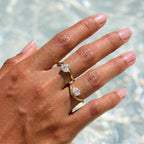 Coolkin 14K Gold/Silver Plated Stackable Engagement Rings Set for Women Trendy Wave Design Cubic Zirconia CZ Wedding Bands Promise Rings for Women Size 6-10 (Gold-4, 7)