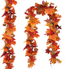 CQURE 2 Pack Fall Leaf Garland, Artificial Fall Vines Autumn Garland Fall Maple Leaves Thanksgiving Decor for Home Wedding Fireplace Christmas