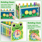 Amtreen 6-in-1 Wooden Montessori Toys for 1 2 3 Year Old, Mole-Tapping Game