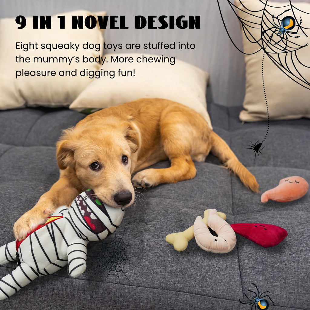 Nocciola Halloween Zombie Mummy Dog Toys with Organs: Funny Cool Hide and Seek Squeaky Chew Toys for Puppies, Small and Medium Size Breed, Plush Stuffed Cognitive Puzzle Toys for Training