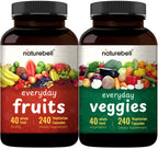 Fruit and Veggies Supplement – 480 Total Vegetarian Capsules | Balance of Natural 40 Whole Fruits & Veggies Blend | Fresh Superfood Formula with Vitamins and Minerals – Non-GMO