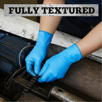 TitanFlex Heavy-Duty Blue Disposable Nitrile Gloves, XL, Box of 100, 6-mil, Fully Textured, Powder-Free, Latex-Free