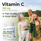 Puregen Labs Vitamin C 250 MG -Total 400 Tablets Supports a Healthy Immune System & Antioxidant Protection | Non-GMO | Gluten Free - 2 Pack