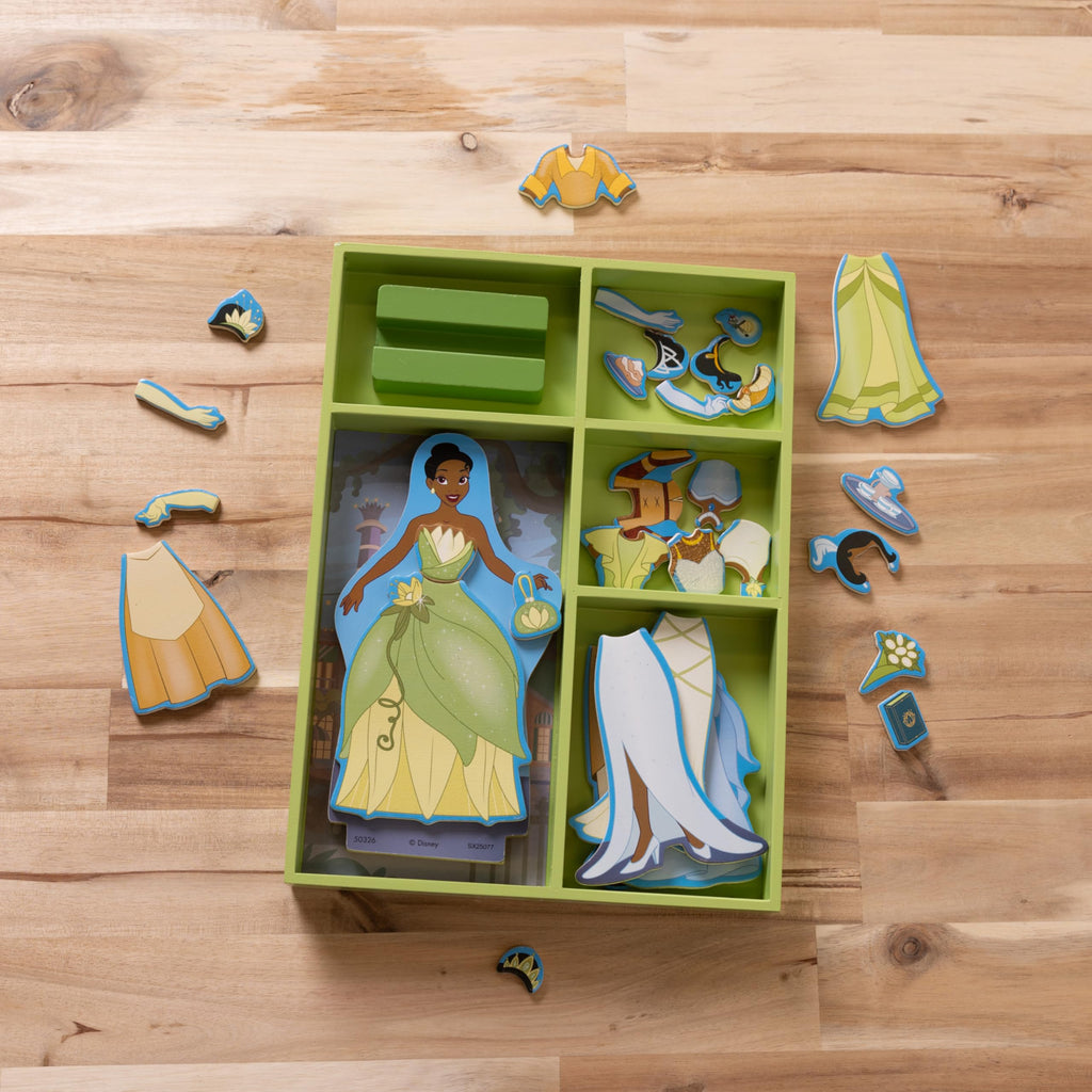 Melissa & Doug Disney Princess Tiana Magnetic Dress-Up Wooden Doll Pretend Play Set (30+ pcs) - FSC Certified