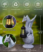 Acgarten Solar Garden Dragon Statue: Outdoor Figurine with Lantern Lights