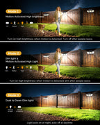 Brightown 4 Pack Solar Outdoor Lights, 2500LM 223 LED Solar Flood Outdoor Lights with Motion Sensor 3 Modes, 3 Head 270° Wide Angle Street Area IP65 Waterproof Security Wall Lights with Remote
