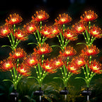 Solar Garden Flower Lights Outdoor,8 Pack Orange Spider Lily Lights with Glowing Stems,Waterproof Fall Decor Solar Yard Decor for Patio Lawn Pathway,Thanksgiving Garden Gifts for Women Mom Grandma