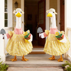 Erythem Gardener Porch Goose Outfits, Cute Spring Porch Goose Clothes with Straw Hat, Shovel & Flower Pot Fits 23" Cement Plastic Geese Statue for Outdoor Garden Yard Decor