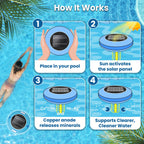Solar Pool Ionizer – Durable Copper Anode & Oversized Solar Panel for Pools Up to 45,000 Gallons, Maintain Water Clarity with Minimal Maintenance