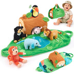 hahaland Baby Toys 6-12 Months, Jungle Plush Animal Set with Sounds & Words