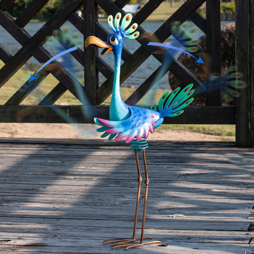 Natelf Metal Wacky Peacock Garden Outdoor Statue 26in for Yard Patio