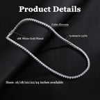 Gemsme 4.0mm Cubic Zirconia Tennis Necklaces for Women and Men |White18inch
