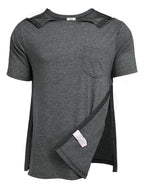 Deyeek Shoulder Surgery Shirts for Men Side Snap Short Sleeves Tear Away Shirts Rotator Cuff Dialysis Recovery Chemo Shirts