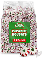 Bulk Christmas Peppermint Nougats 2 lb Pack - Soft Chewy Mint Candy with Green Christmas Tree Center - Individually Wrapped Holiday Candies for Candy Bowls, Parties & Gifts (Approx 110 Pieces)