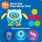 Learning Resources Hoot The Fine Motor Owl - 6 Pieces, Ages 18+ Months Toddler Learning Toys, Fine Motor and Sensory Toys for Toddlers, Educational Toys for Toddlers