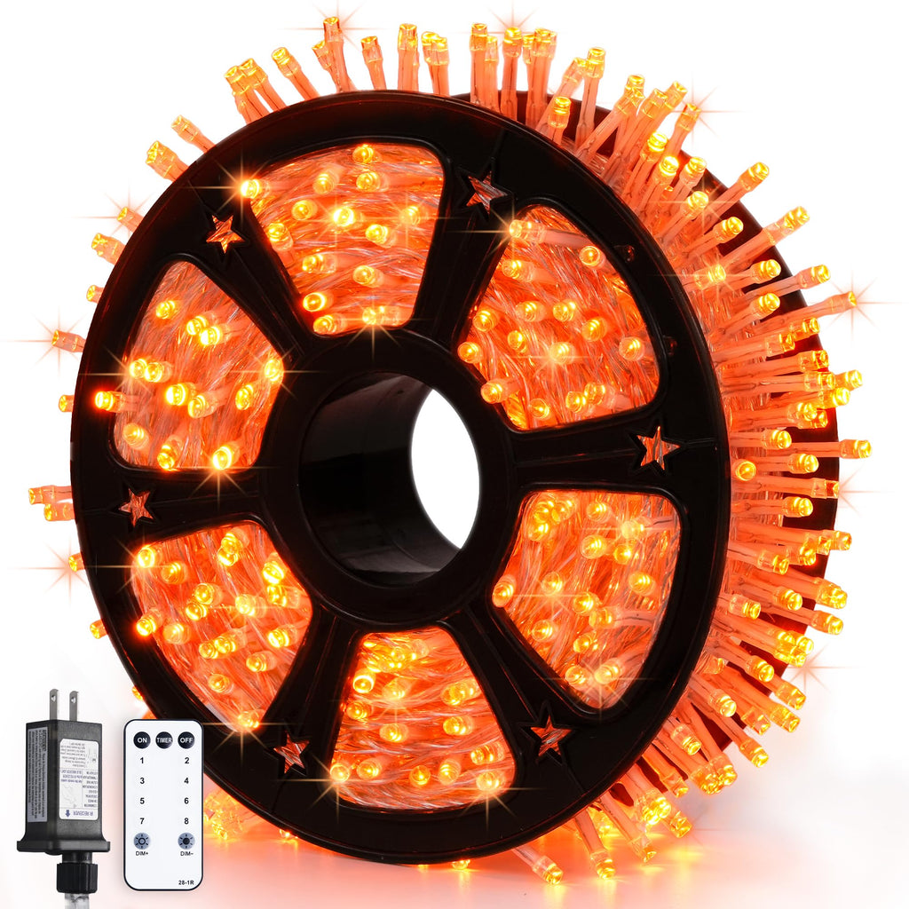 JMEXSUSS 168Ft 600 LED Halloween Lights Outdoor Orange String Lights Plug
