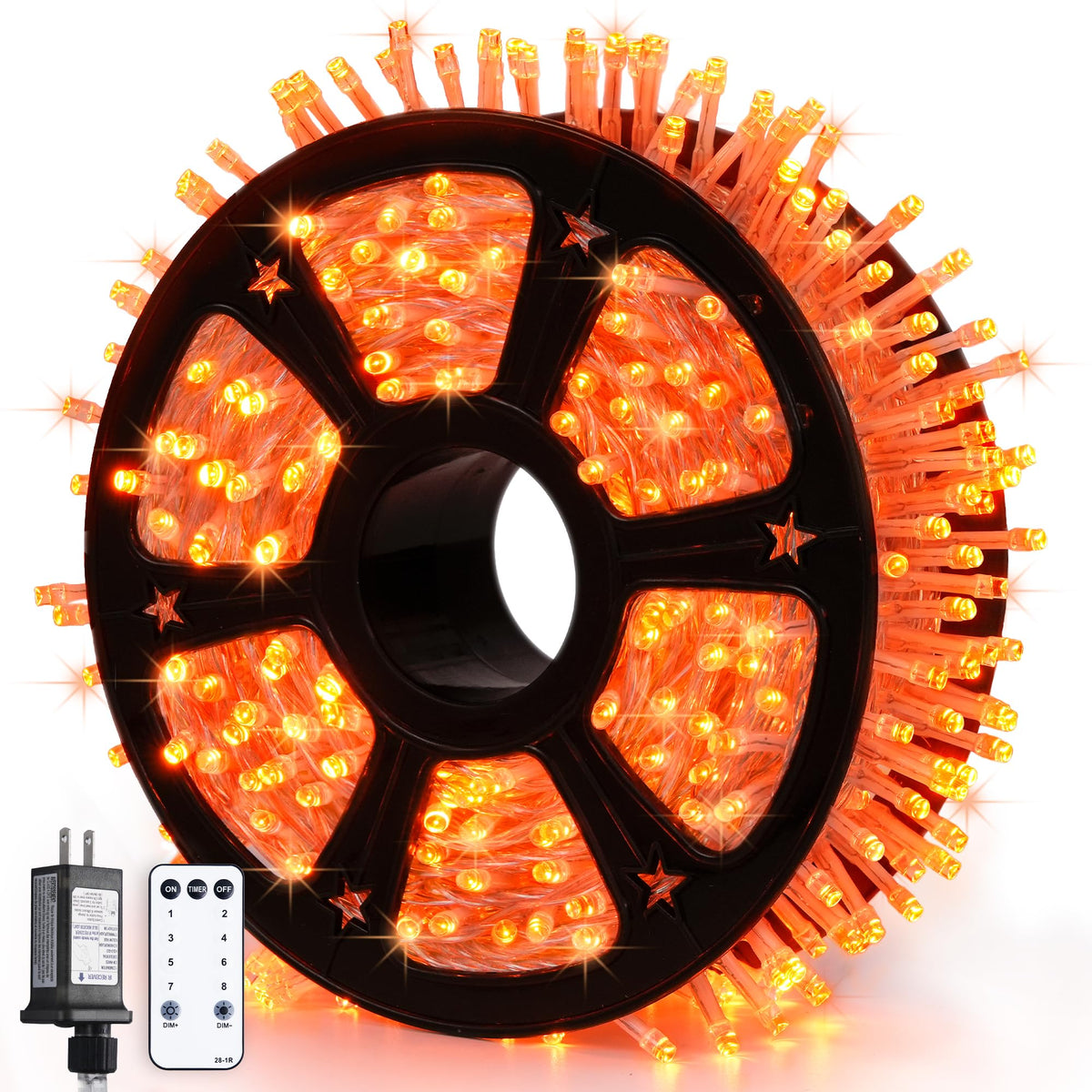 JMEXSUSS 168Ft 600 LED Halloween Lights Outdoor Orange String Lights Plug