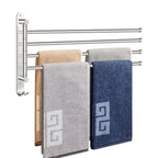 NearMoon Swivel Towel Rack, 19.5" Thicken 304 Stainless Steel 4-Arm Towel Bar, Space Saving Wall Mounted Towel Holder with Hook, Rustproof Swing Out Towel Hanger for Bathroom, Kitchen (Chrome Finish)