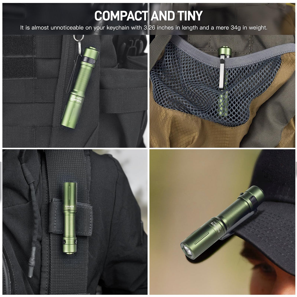 ThruNite Archer Mini EDC Flashlight, USB-C Rechargeable Pocket Flashlights 405 Lumens, IPX8 Waterproof Mini Penlight with Clip for Everyday Carry, Inspection and Emergency Use