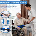 Gait Belt for Seniors, Transfer Belt with 7 Nylon Padded Handles, Medical Belt for Lifting Patients, Safety Gait Belt for Elderly Easy to Use Quick Release Buckle(Blue)
