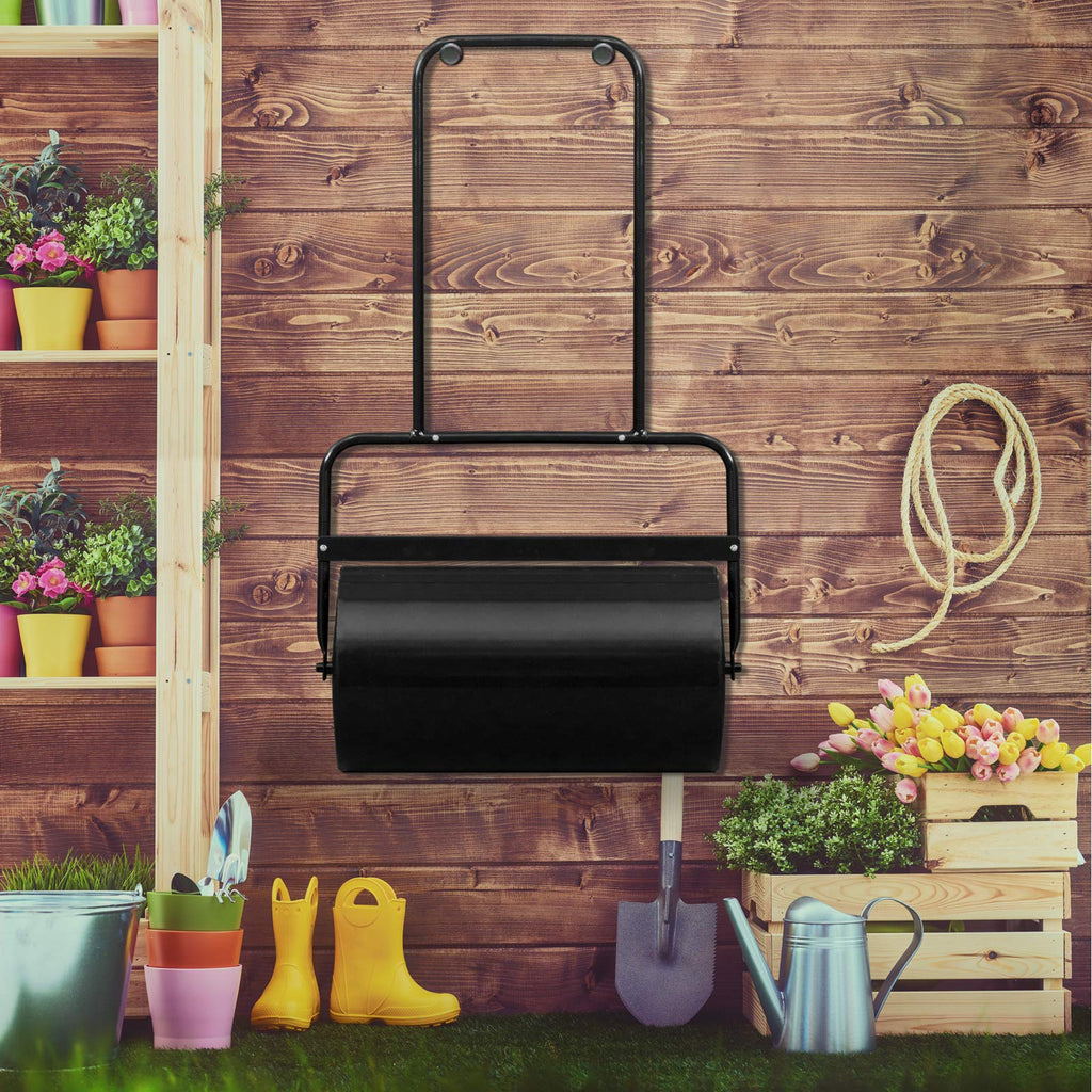 VINGLI 20 Inch Lawn Roller Water Filled Pull Behind Garden Drum Roller Push/Tow Behind, Water/Sand Filled for Garden, Lawn, Backyard (Black)