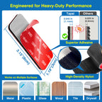 8 Sets Heavy-Duty Adhesive Hook and Loop Strips, 1.2" × 3.2"