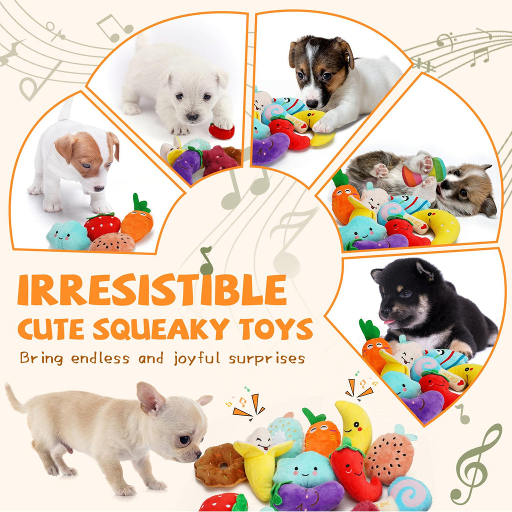QTwoof 20-Pack Plush Squeaky Dog Toys for Small Dogs