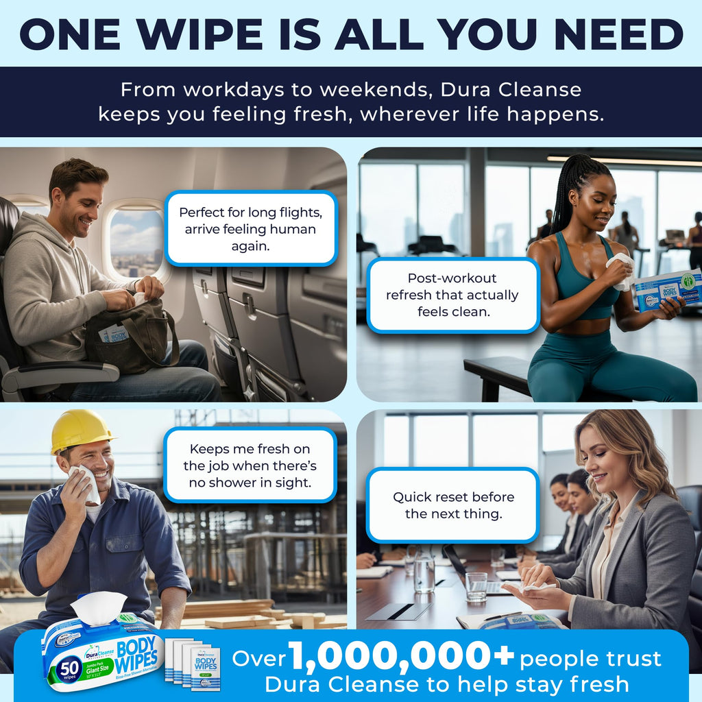 XL Body Wipes - (4 Pack) 200 No Rinse Shower Wipes + 16 Travel Bath Sheets - 10 x 11.5" Thick Cleansing Waterless Washcloths - Disposable Adult Wash Cloths for Elderly Incontinence, Camping Essentials