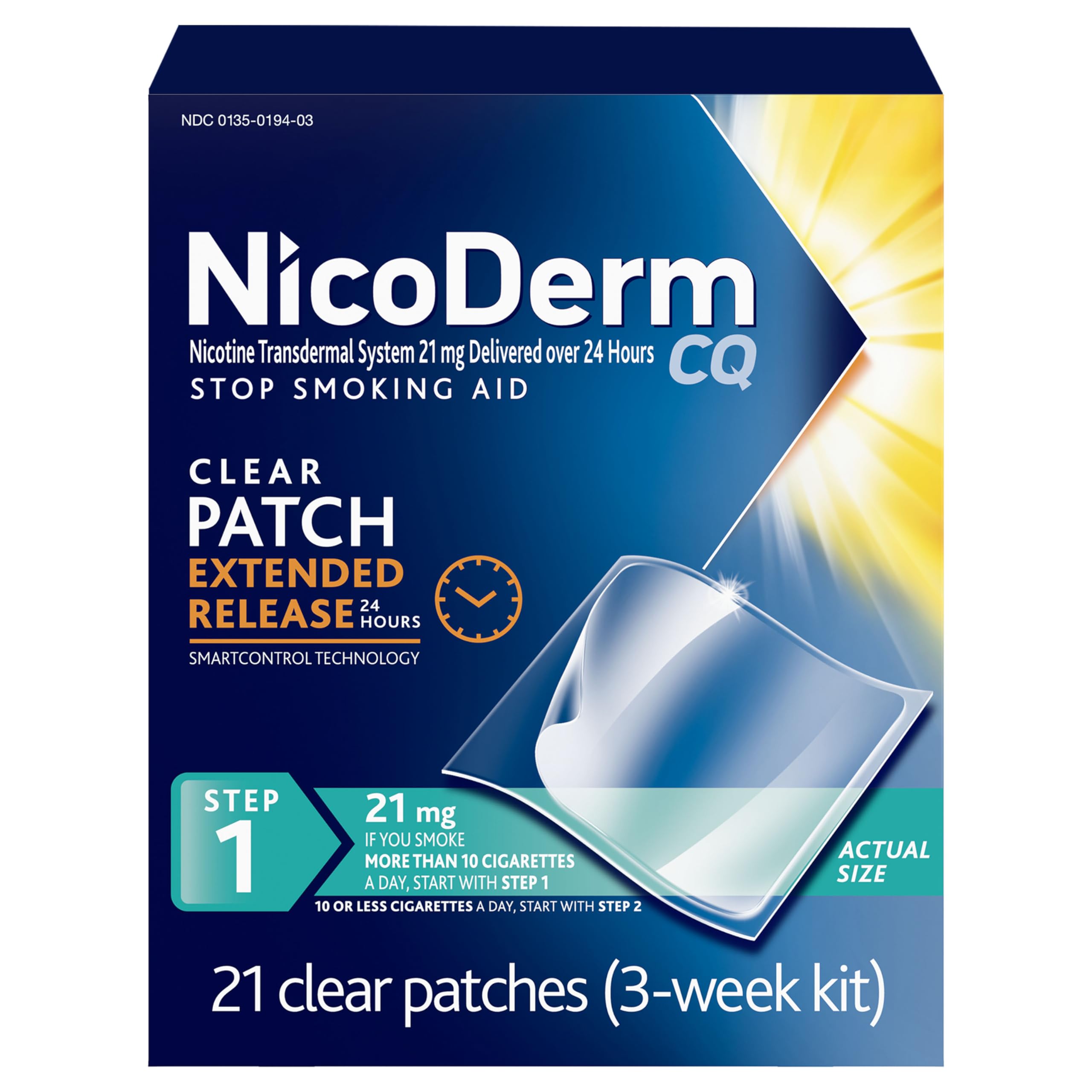NicoDerm CQ Nicotine Patches and Support Program 21 mg, Step 1 - 21 Ct