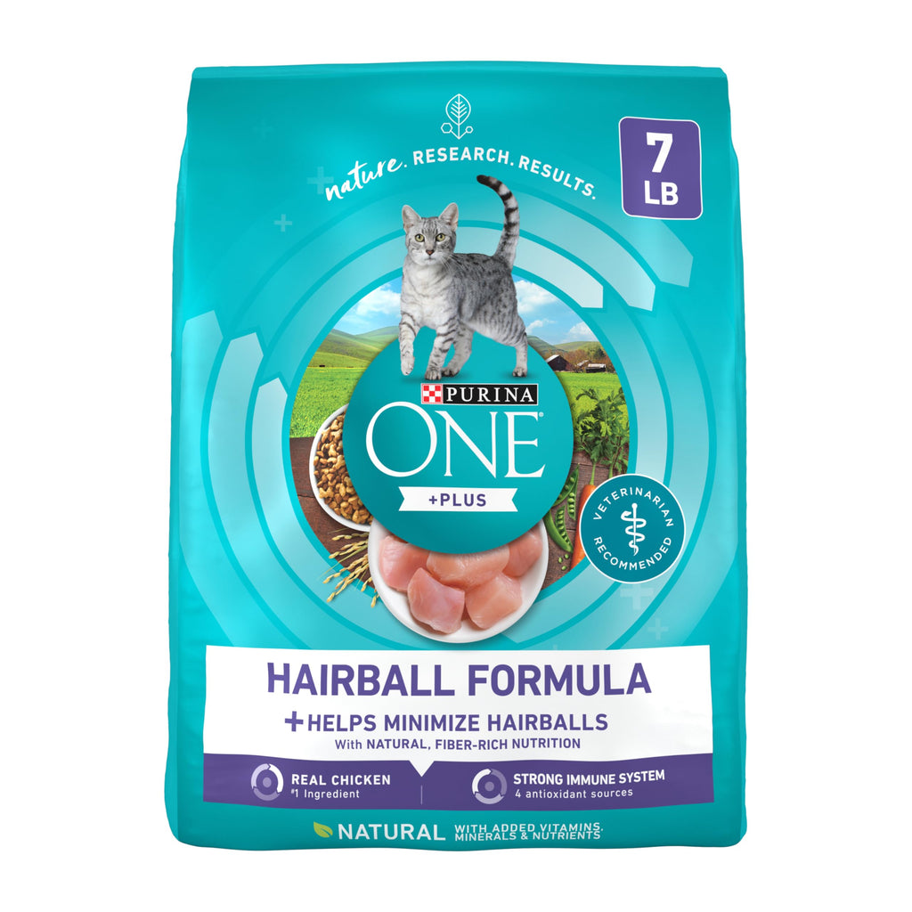 Purina ONE Natural Hairball Control Dry Cat Food, 7 lb Bag