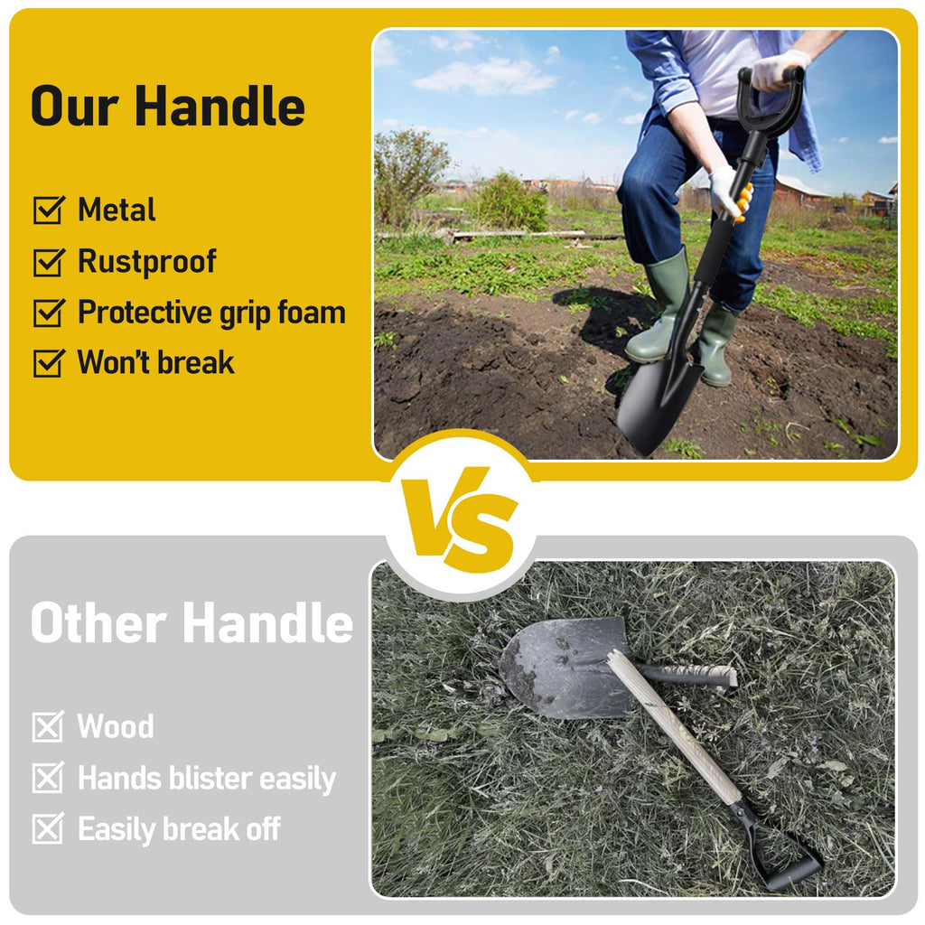 Shovel, Garden Shovel for Digging, 31 inch Small Shovels Heavy Duty Portable Mini Spade with Curved D-Handle for Gardening, Digging, Camping, Car, Kids Sand Beach Shovels