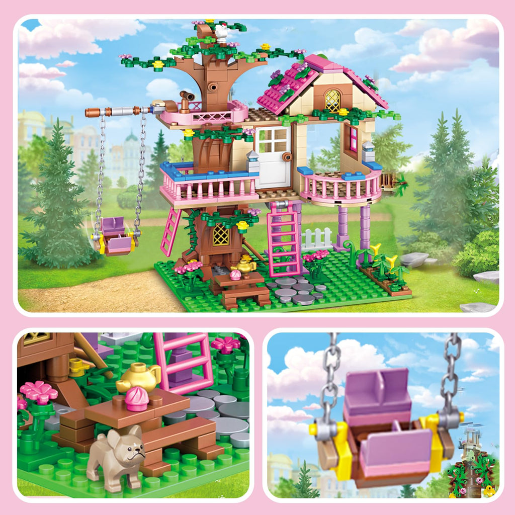 HSANHE Tree House Building Set Compatible with Friends, 504 PCS Forest House Building Kit Birthday Gift for Kids Girls Boys Age 6-12 Years（7652）