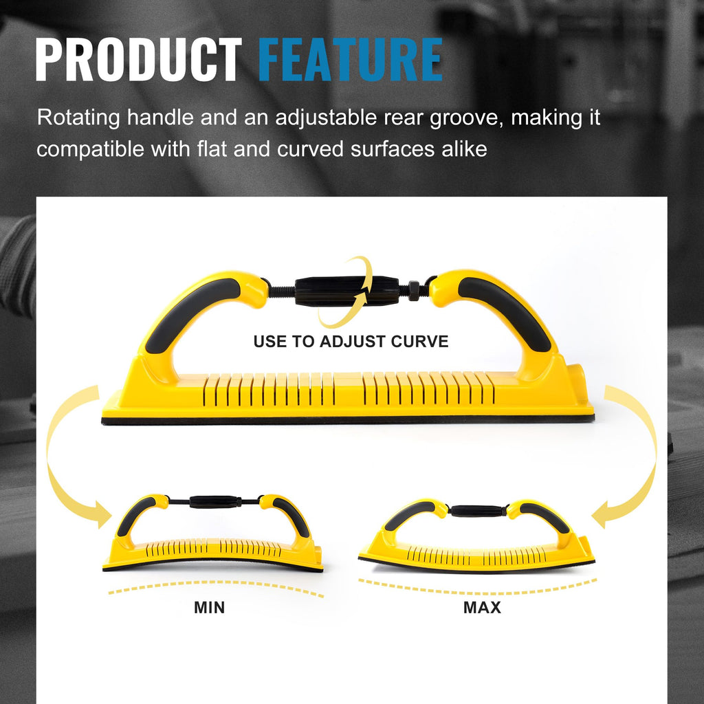 S SATC 2-3/4" x 15-3/4" Adjustable Radius Longboard Flexible Sanding Blocks with Hook & Loop Backing and PSA Sandpaper Conversion Adapter Pad for Sanding Auto Body Woodworking
