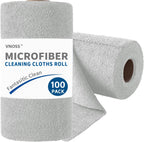 Vnoss 100 Pack Microfiber Cleaning Cloth Roll, Tear Away Reusable Towels, 11" X 9", Ultra Absorbent & Lint Free Cloth for Cars, Kitchen, Window, Home and Shop, Gray