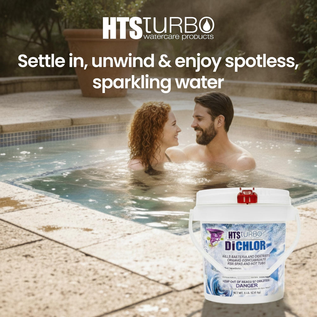 HTS Turbo Chlorine Granules for Pools, Hot Tubs and Spa - 5 lbs (80 oz) Made in USA | Fast-Dissolving Pool Chlorine Granular Sanitizer, Stabilized Dichlor | Spa & Pool Water Care Treatment