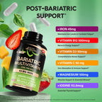 Bariatric Multivitamin - 45 mg Iron Supplements - Made in USA - for Women & Men - All-in-One, 21 Essential Vitamins - Gastric Sleeve Support - Free of Sugar, Gluten & Soy - 180 Capsules, Once Daily