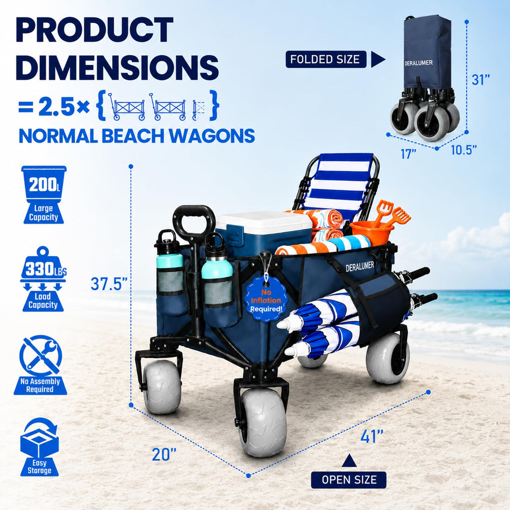 X800 Heavy Duty Beach Wagon with Flat-Free 9x4 PU Wheels