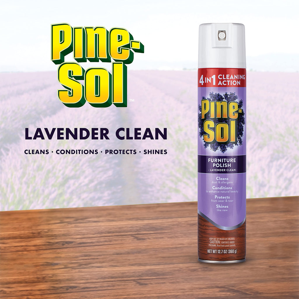 Pine-Sol Furniture Polish | Wood Furniture Polish Spray | Wood Polish Spray for Your Furniture Gives You A Powerful Clean You Can Trust | 12.7 Ounces, Fresh Lavender Scent - Pack of 6