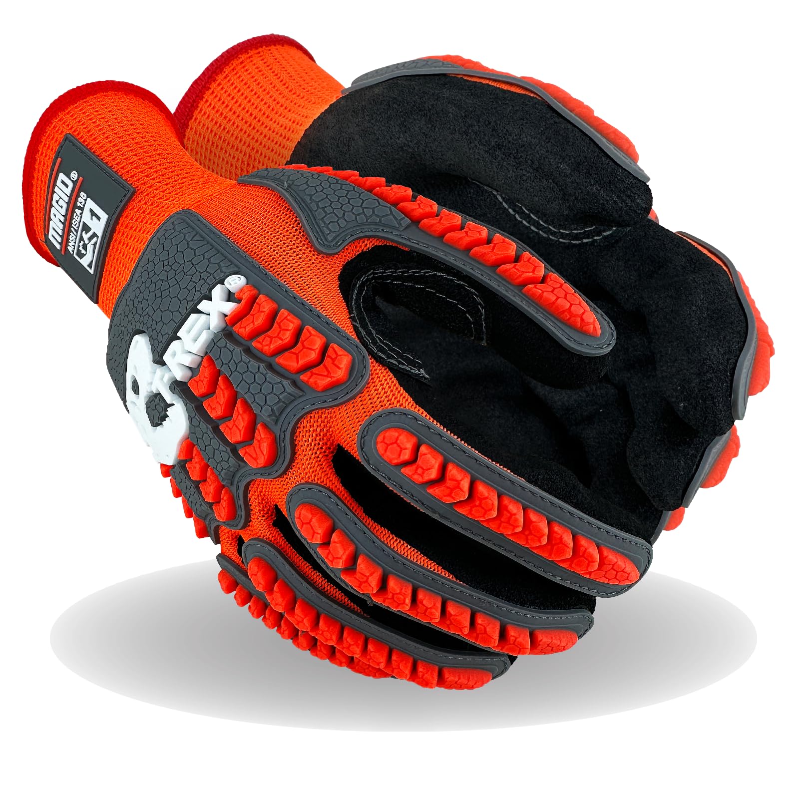 MAGID T-REX Flex Series Sandy Nitrile Coated Knit Impact Gloves, 24 Pairs, 8/Medium, TRX400