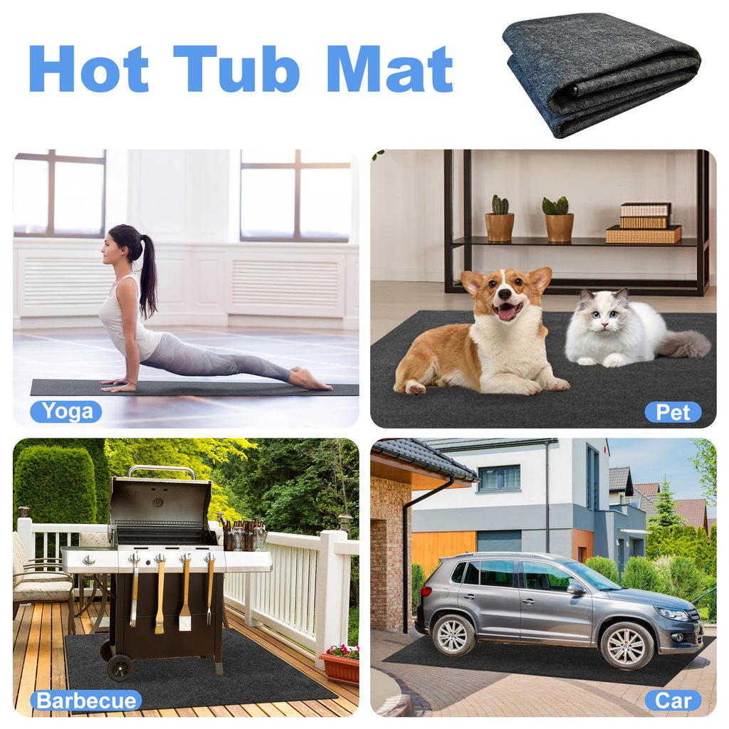 TIXANF 80 * 80 Inch Hot Tub Mat, Inflatable Hot Tub Pad Outdoor Indoor, Water-Absorbent Anti-Slip Portable Spa Pool Accessories for Protect the Hot Tub Pool from Wear